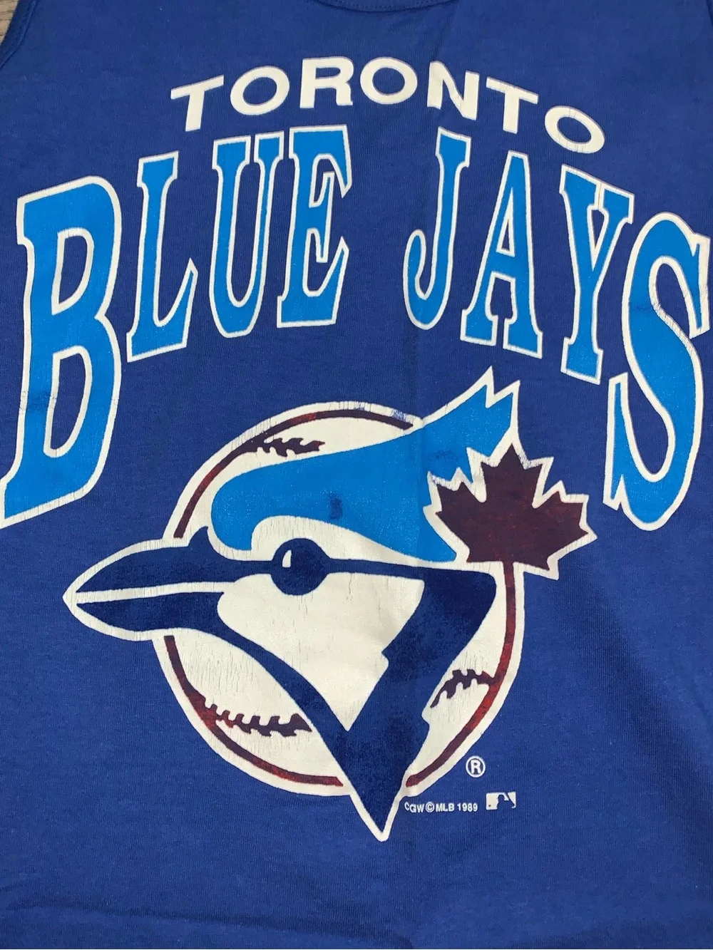 Vintage 1989 Toronto Blue Jays Team Logo Tank Top Size XL Single Stitch By Waves - Picture 6 of 7